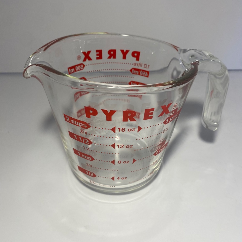 Pyrex‎ Measuring Cup 2 Cup Clear Vintage Glass Red Markings USA Made - Picture 2 of 3